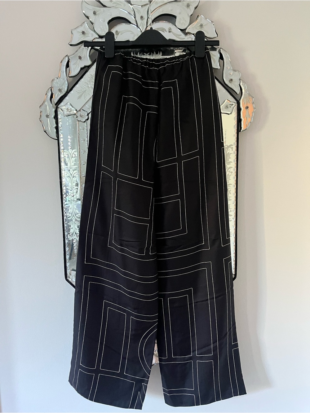 Toteme Monogram Black Silk Lounge Pant